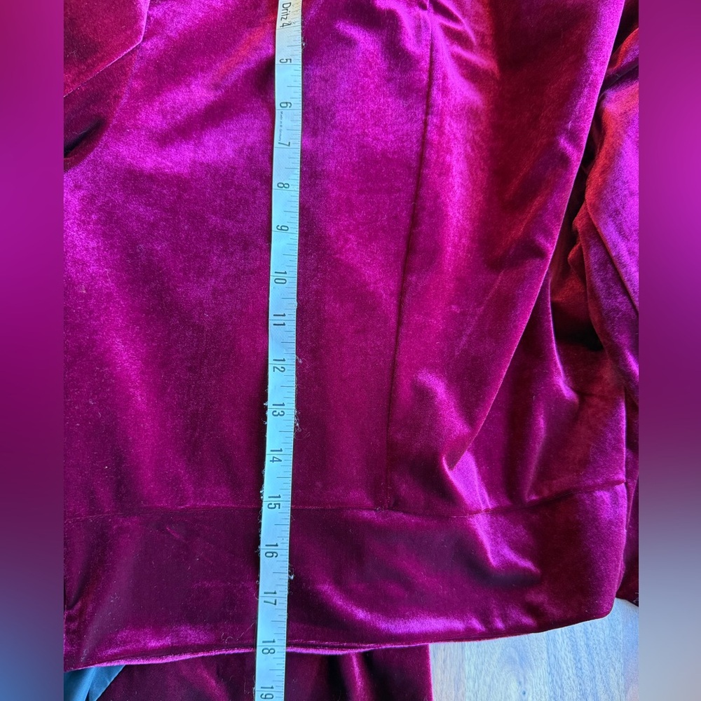 Walter Baker Seth Crop Burgundy Open Front Velvet‎ Blazer Jacket sz M - Picture 7 of 7